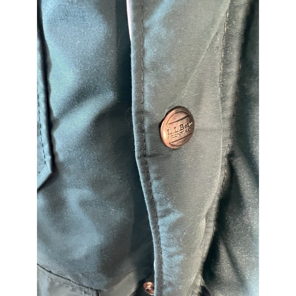 Vtg LL Bean Goose Down Puffer Coat Jacket Green Women M Hooded USA Outdoor‎ - Picture 10 of 13